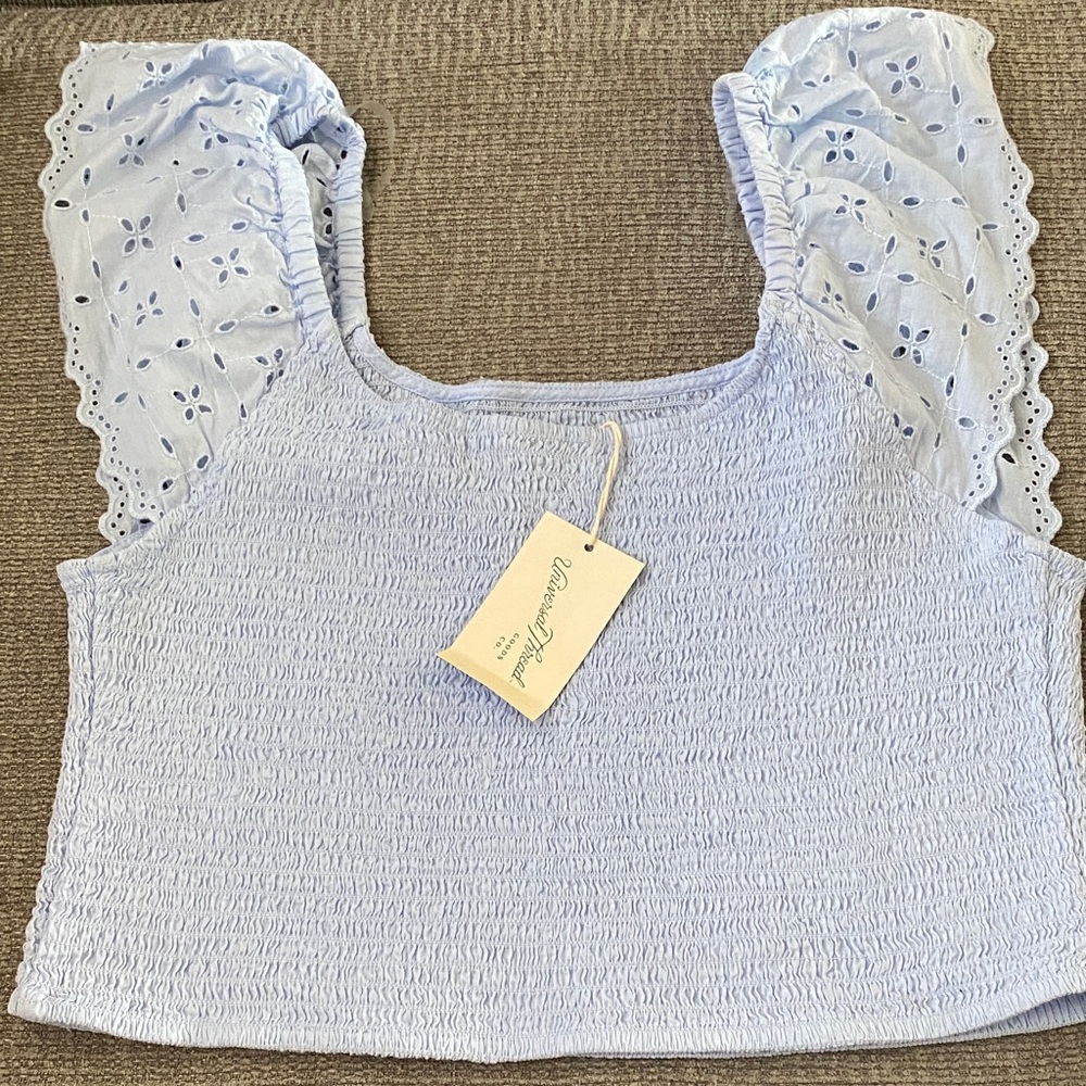 Universal Thread Sky Blue Smocked Crop Top
